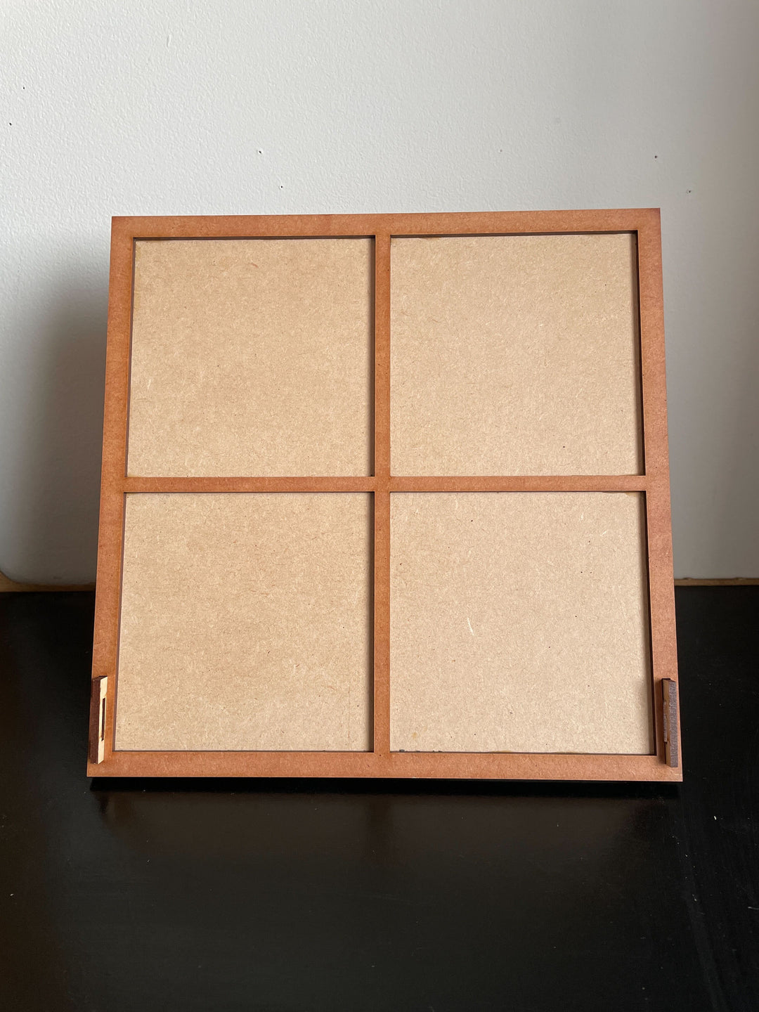 Coaster Set Display Stand - stained wood coaster holder