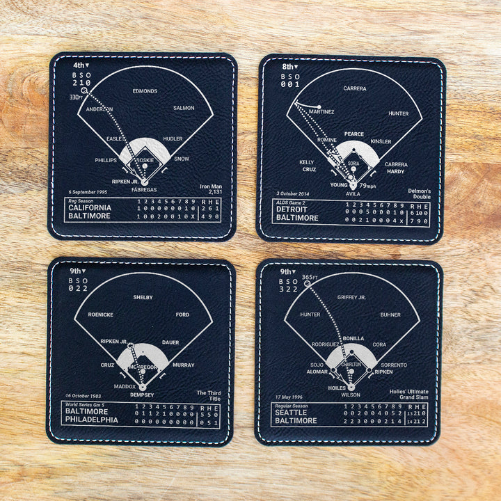 Baltimore Orioles Greatest Plays: Leatherette Coasters (Set of 4)