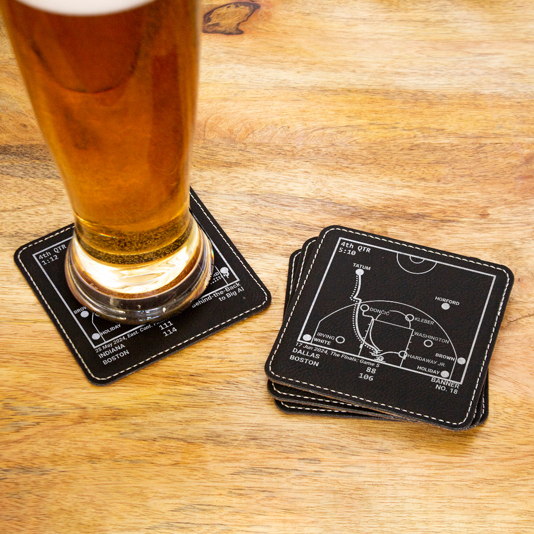 <b>2024 Championship Set</b> | Boston Celtics Greatest Plays: Leatherette Coasters (Set of 4)