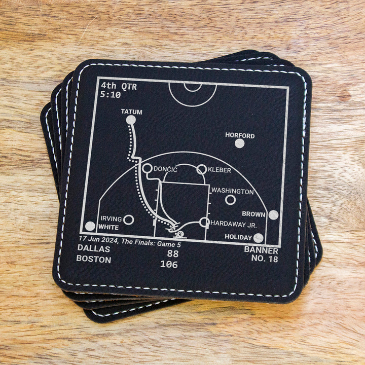 <b>2024 Championship Set</b> | Boston Celtics Greatest Plays: Leatherette Coasters (Set of 4)