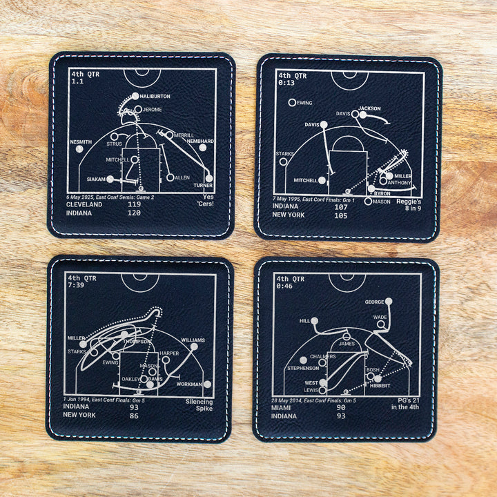 Indiana Pacers Greatest Plays: Leatherette Coasters (Set of 4)