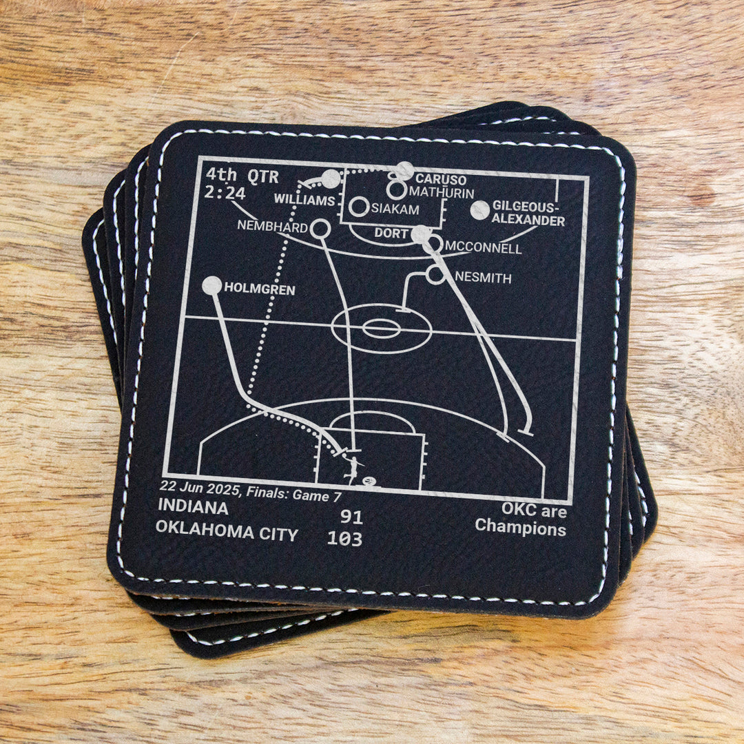<b>2025 Champions</b> Thunder Plays: Leatherette Coasters (Set of 4)