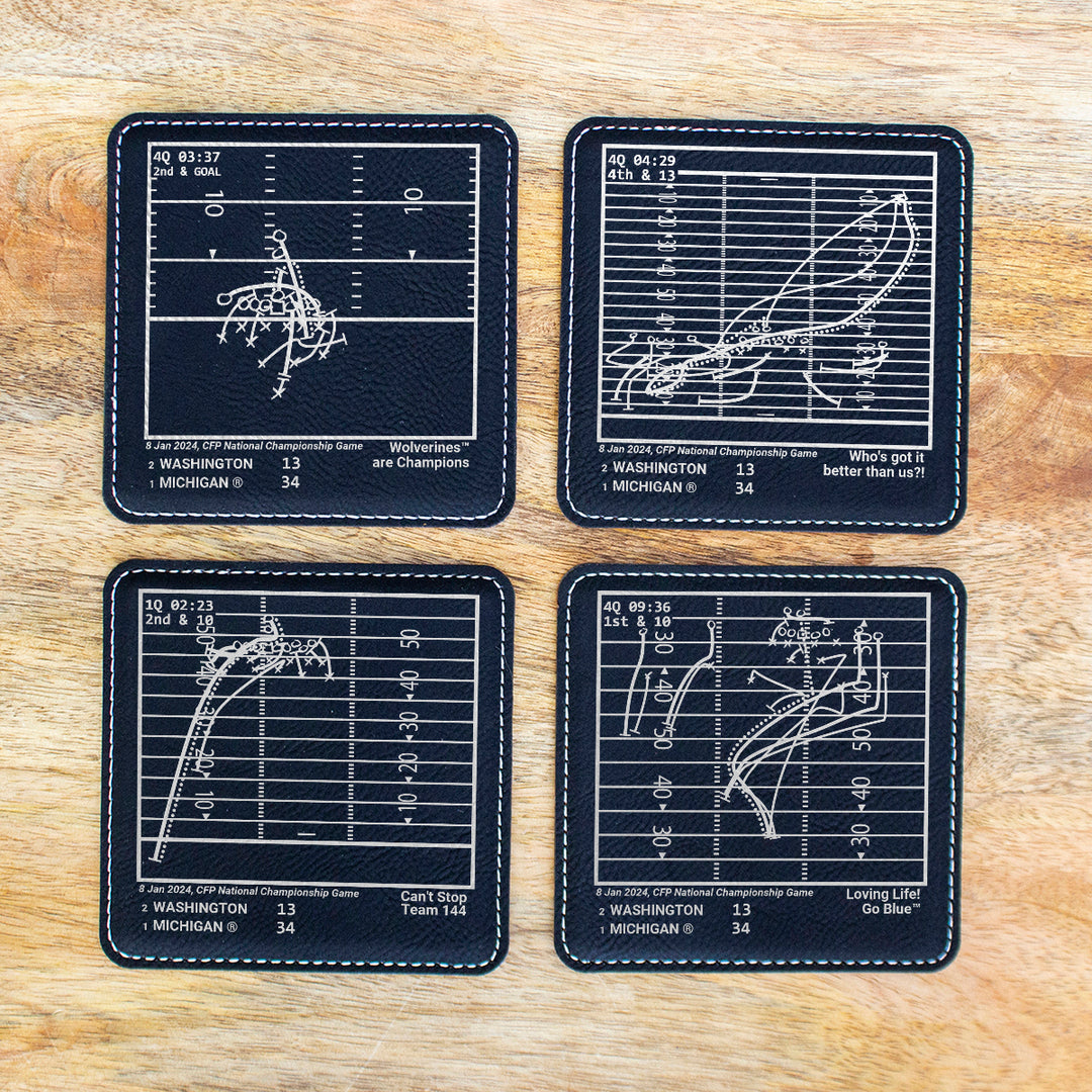 <b>2024 Champions</b> Michigan Football Plays: Leatherette Coasters (Set of 4)