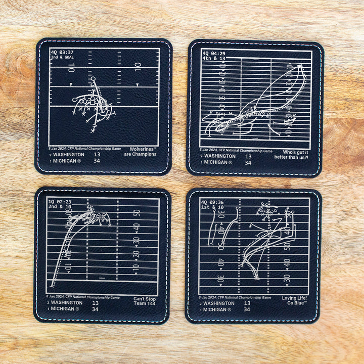 <b>2024 Champions</b> Michigan Football Plays: Leatherette Coasters (Set of 4)