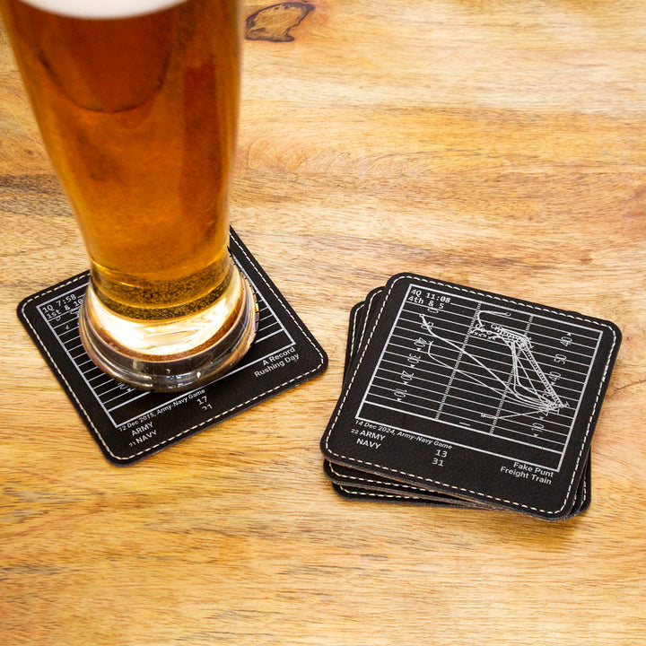 Greatest Navy vs Army Football Plays: Leatherette Coasters (Set of 4)