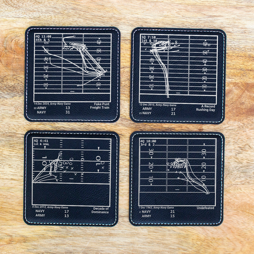 Greatest Navy vs Army Football Plays: Leatherette Coasters (Set of 4)