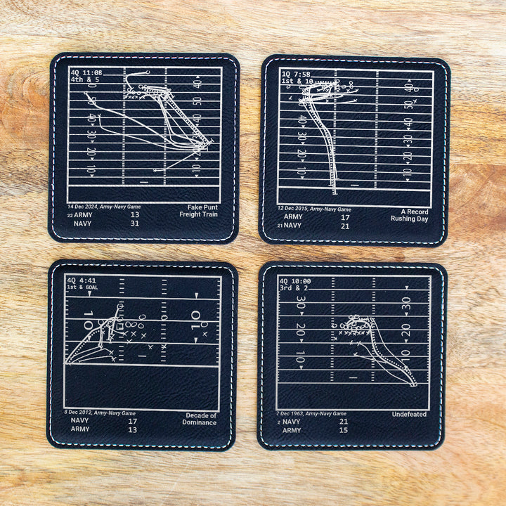 Greatest Navy vs Army Football Plays: Leatherette Coasters (Set of 4)