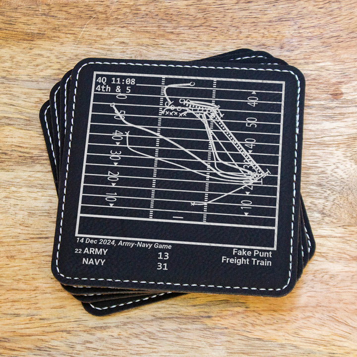 Greatest Navy vs Army Football Plays: Leatherette Coasters (Set of 4)