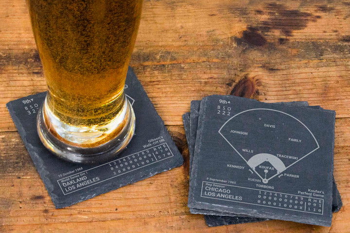 Los Angeles Dodgers Greatest Plays: Slate Coasters (Set of 4)