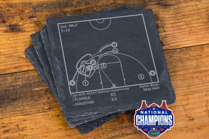 <b>2025 Champions</b> Florida Basketball Plays: Slate Coasters (Set of 4)