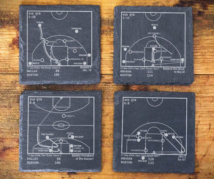 <b>2024 Championship Set</b> | Boston Celtics Greatest Plays: Slate Coasters (Set of 4)
