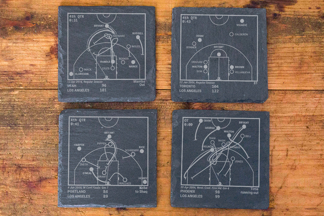 <b>KOBE Champions</b> Lakers Plays: Slate Coasters (Set of 4)