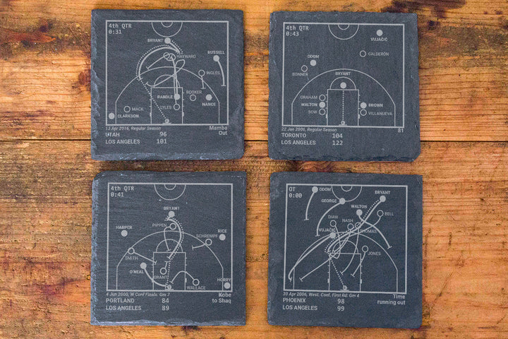 <b>KOBE Champions</b> Lakers Plays: Slate Coasters (Set of 4)