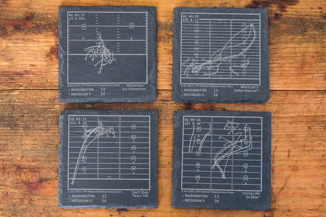 <b>2024 Champions</b> Michigan Football Plays: Slate Coasters (Set of 4)