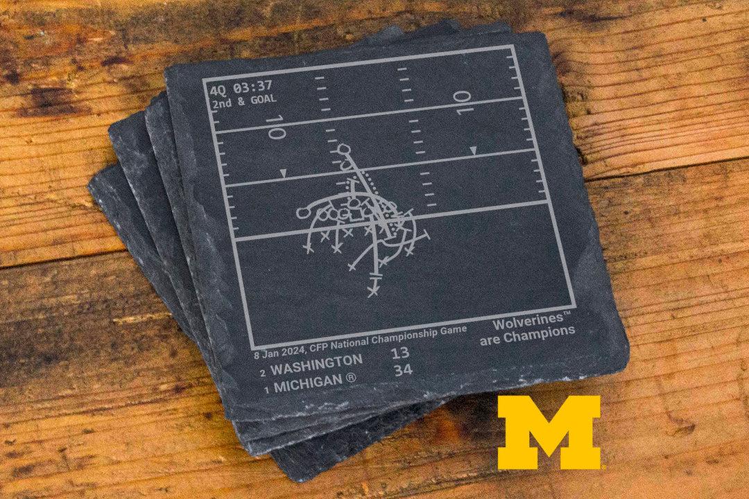 <b>2024 Champions</b> Michigan Football Plays: Slate Coasters (Set of 4)