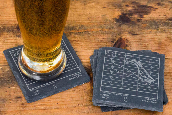 Greatest Navy vs Army Football Plays: Slate Coasters (Set of 4)