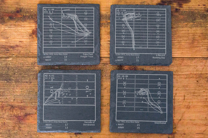 Greatest Navy vs Army Football Plays: Slate Coasters (Set of 4)