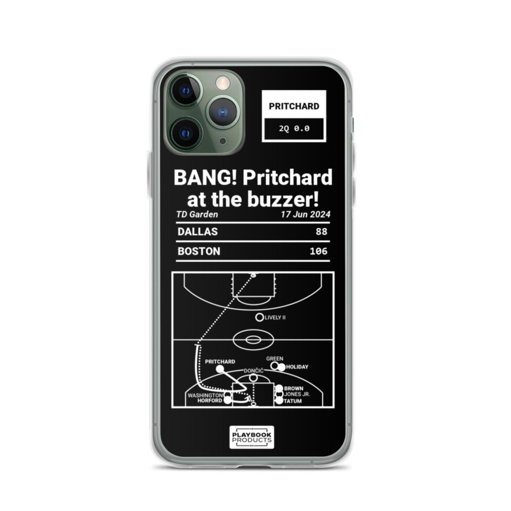 Boston Celtics Greatest Plays iPhone Case: BANG! Pritchard at the buzzer! (2024)