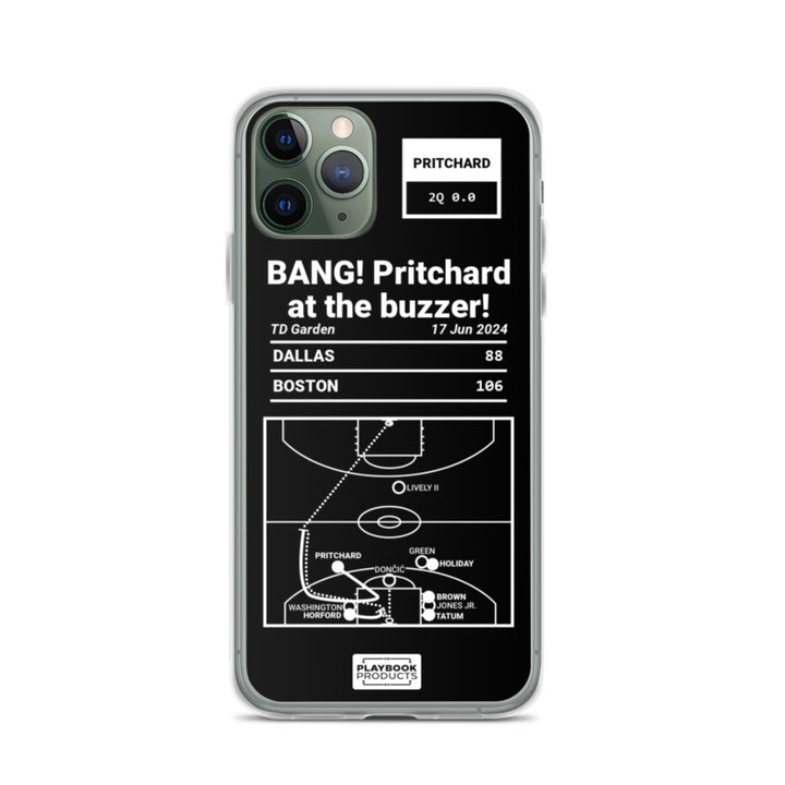Boston Celtics Greatest Plays iPhone Case: BANG! Pritchard at the buzzer! (2024)