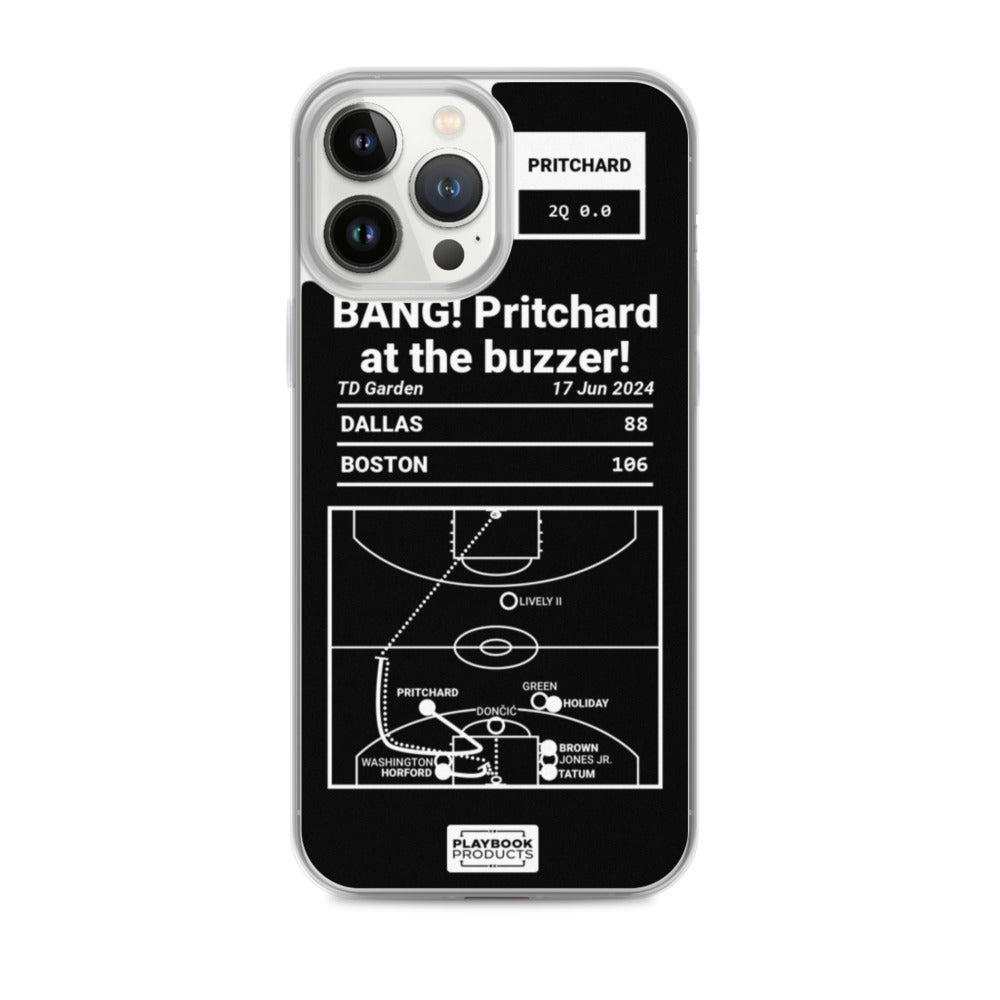 Boston Celtics Greatest Plays iPhone Case: BANG! Pritchard at the buzzer! (2024)