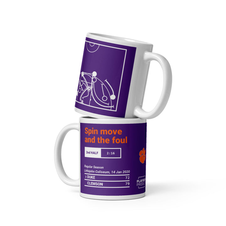 Clemson Basketball Greatest Plays Mug: Spin move and the foul (2020)
