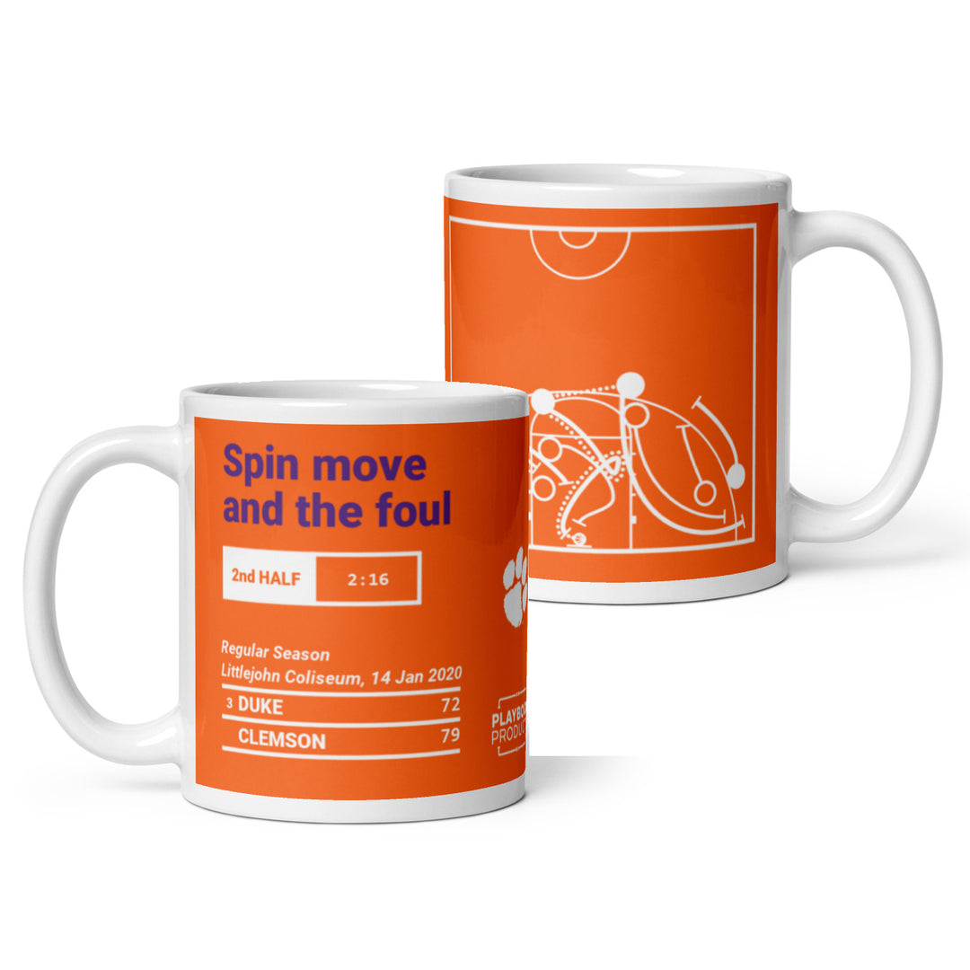 Clemson Basketball Greatest Plays Mug: Spin move and the foul (2020)