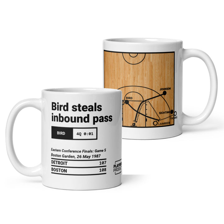Boston Celtics Greatest Plays Mug: Bird steals inbound pass (1987)