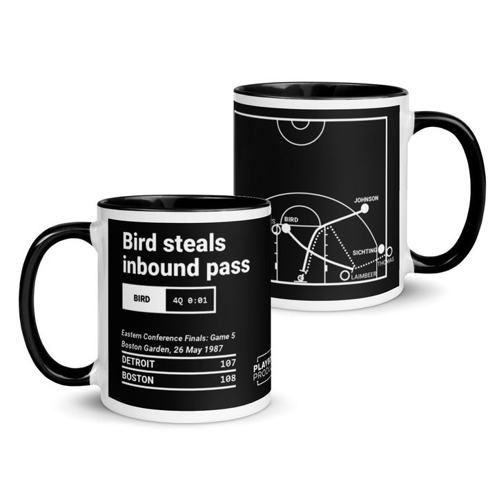 Boston Celtics Greatest Plays Mug: Bird steals inbound pass (1987)