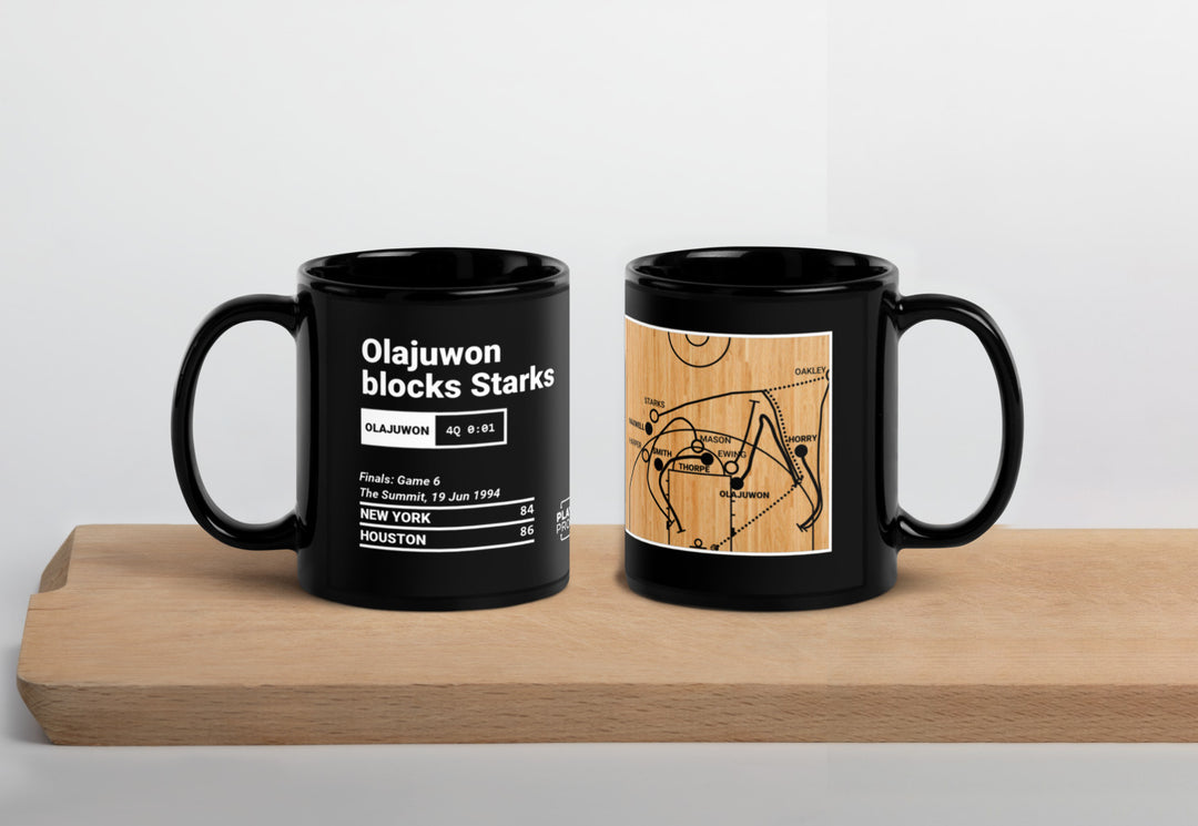 Houston Rockets Greatest Plays Mug: Olajuwon blocks Starks (1994)