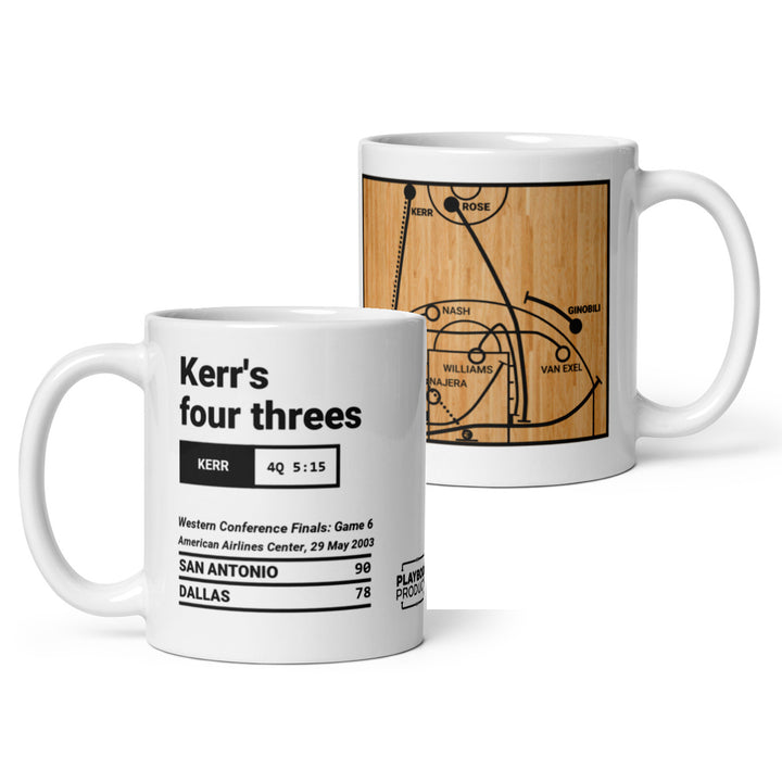 San Antonio Spurs Greatest Plays Mug: Kerr's four threes (2003)