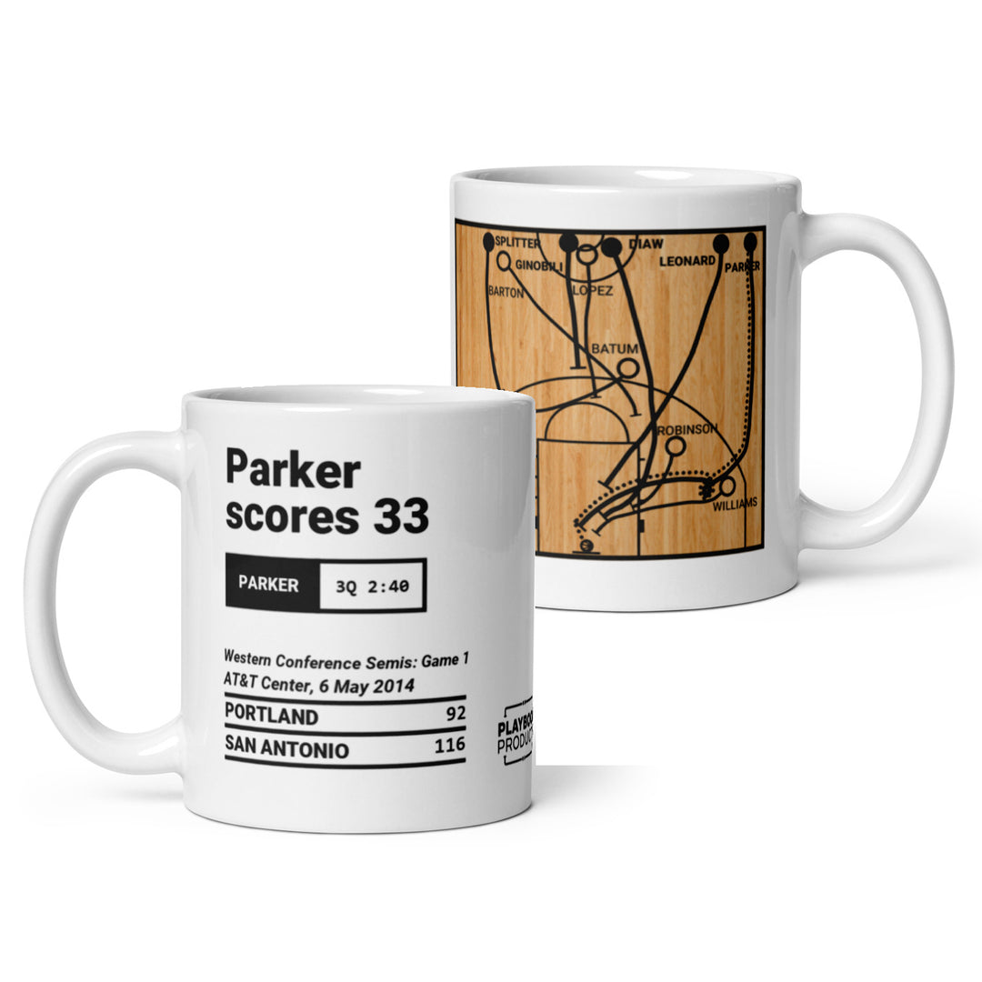 San Antonio Spurs Greatest Plays Mug: Parker scores 33 (2014)