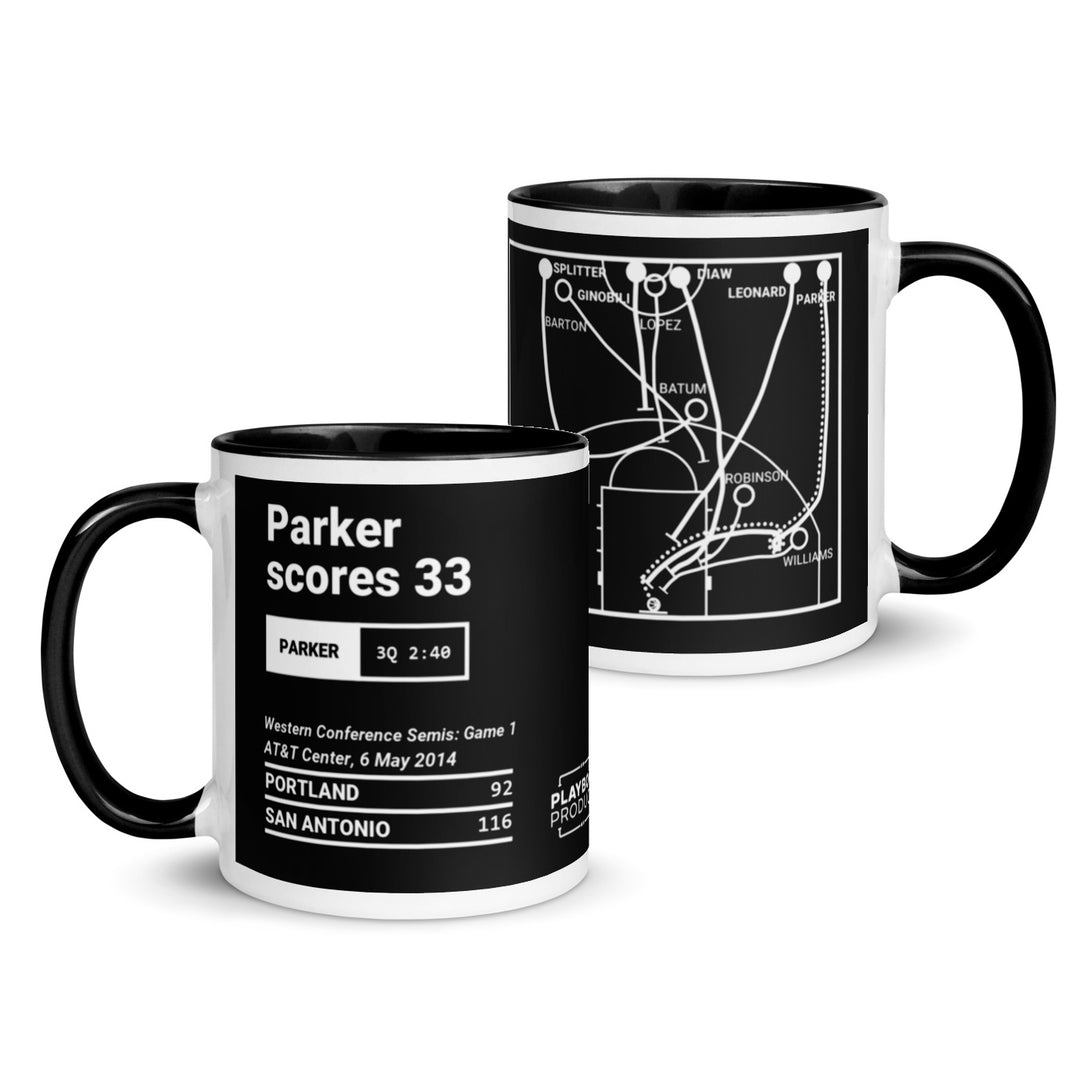 San Antonio Spurs Greatest Plays Mug: Parker scores 33 (2014)