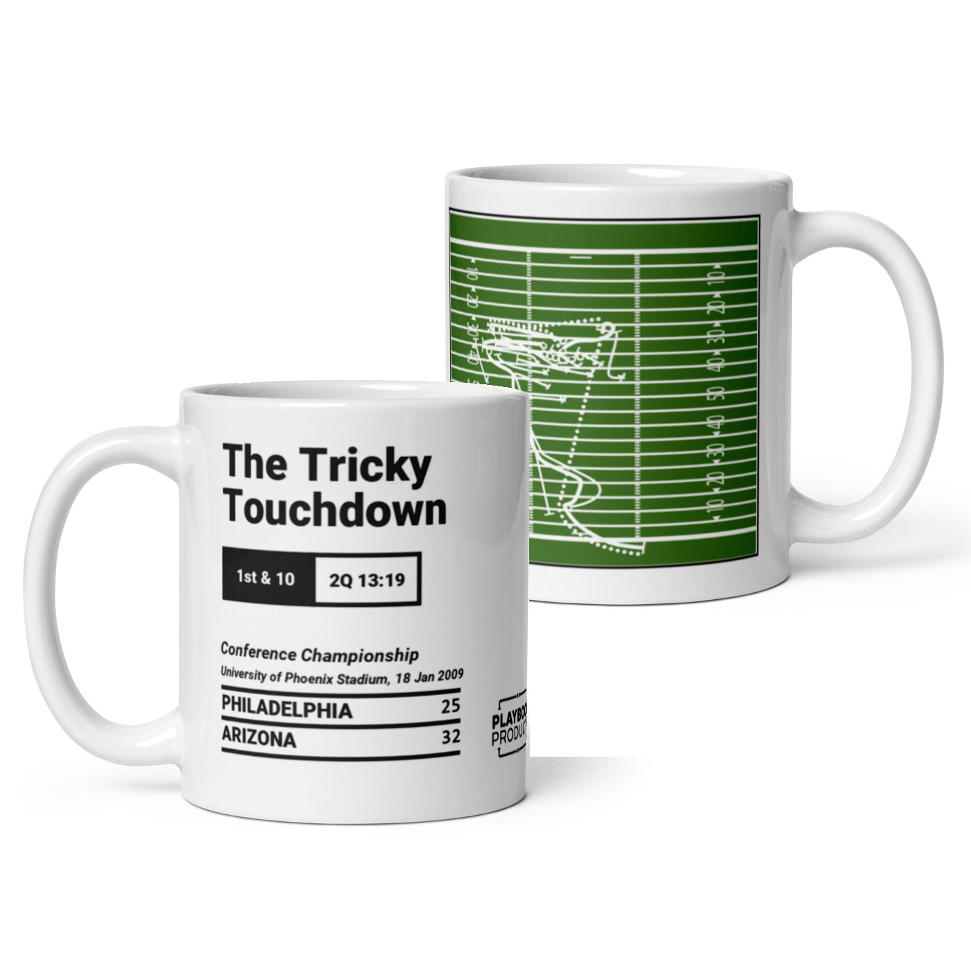 Arizona Cardinals Greatest Plays Mug: The Tricky Touchdown (2009) 11oz / Field White