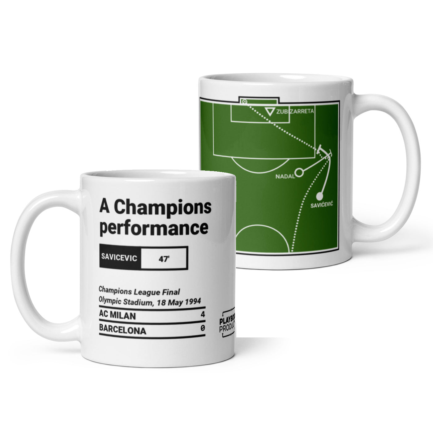 AC Milan Greatest Goals Mug: A Champions performance (1994) 11oz / Field White