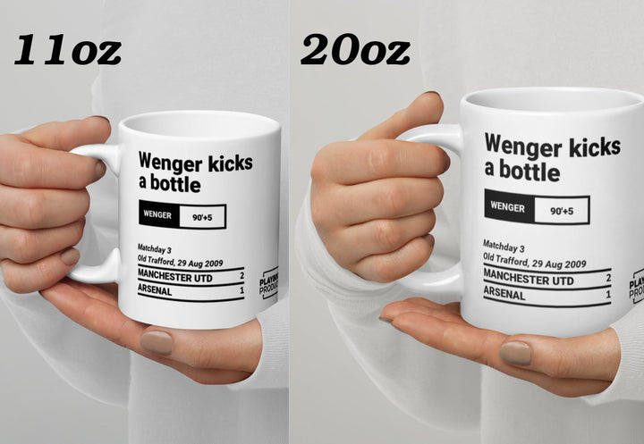 Arsenal Greatest Goals Mug: Wenger kicks a bottle (2009)