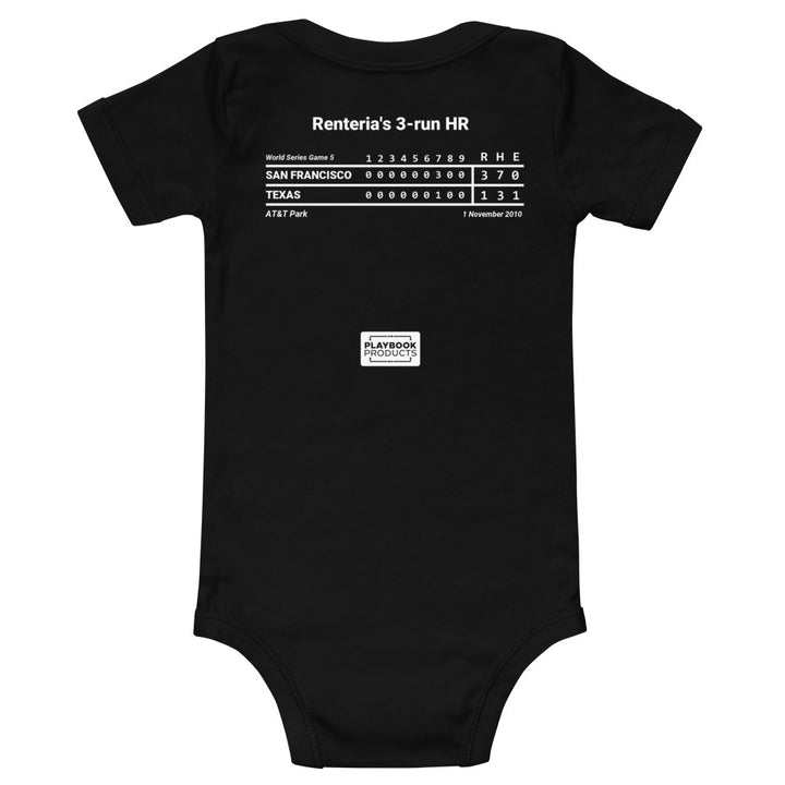 San Francisco Giants Greatest Plays Baby Bodysuit: Renteria's 3-run HR (2010)