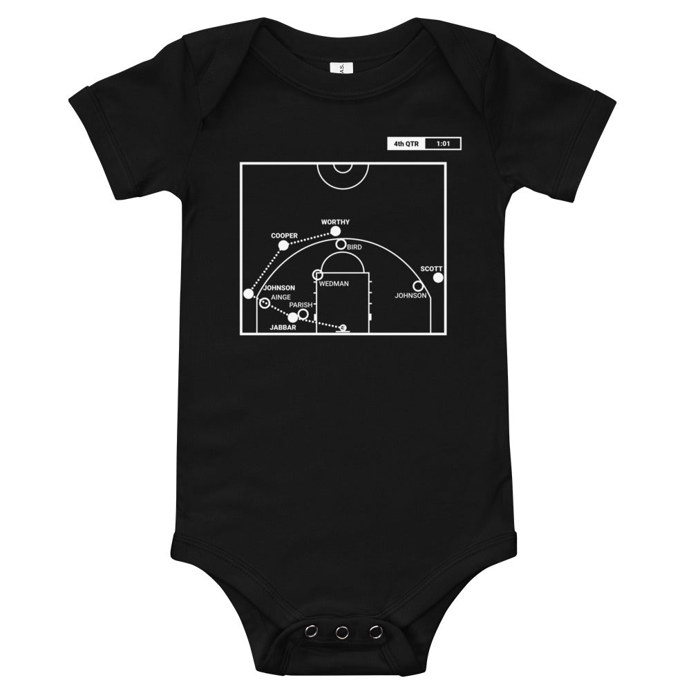Los Angeles Lakers Greatest Plays Baby Bodysuit: Jabbar's hook (1985)