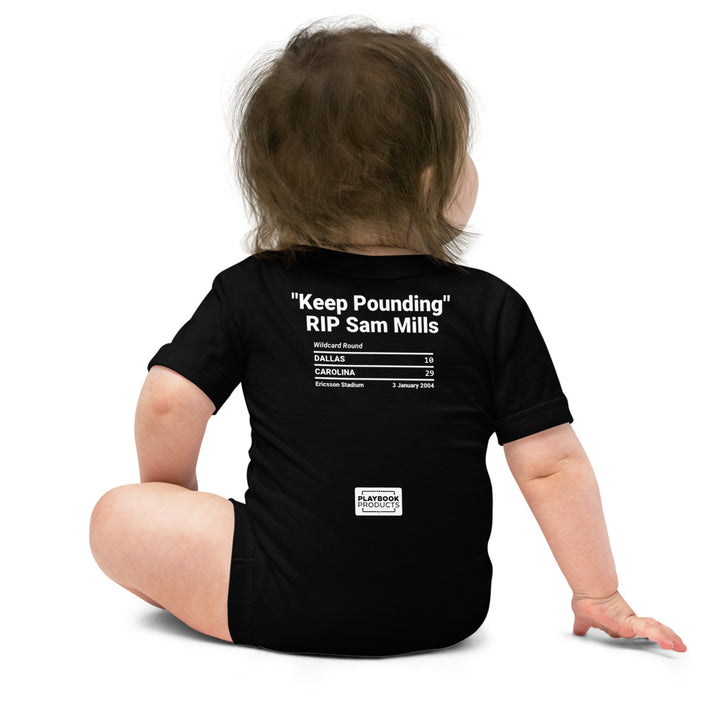 Carolina Panthers Greatest Plays Baby Bodysuit: "Keep Pounding" RIP Sam Mills (2004)