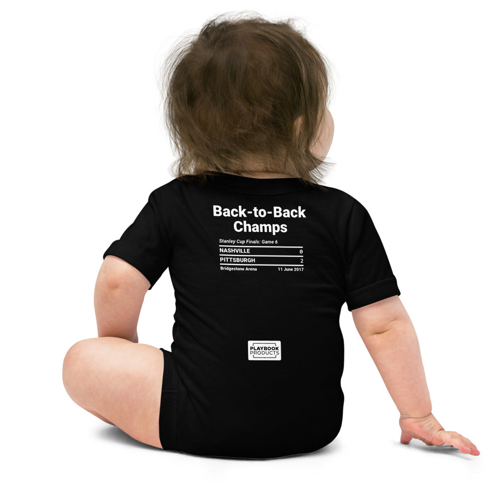 Pittsburgh Penguins Greatest Goals Baby Bodysuit: Back-to-Back Champs (2017)