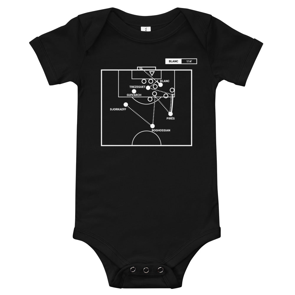 France National Team Greatest Goals Baby Bodysuit: Blanc finds the net (1998)