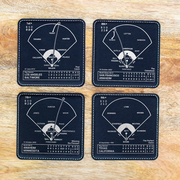 Los Angeles Angels Greatest Plays: Leatherette Coasters (Set of 4)