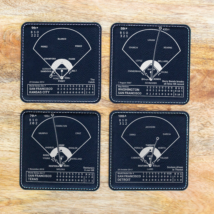 San Francisco Giants Greatest Plays: Leatherette Coasters (Set of 4)