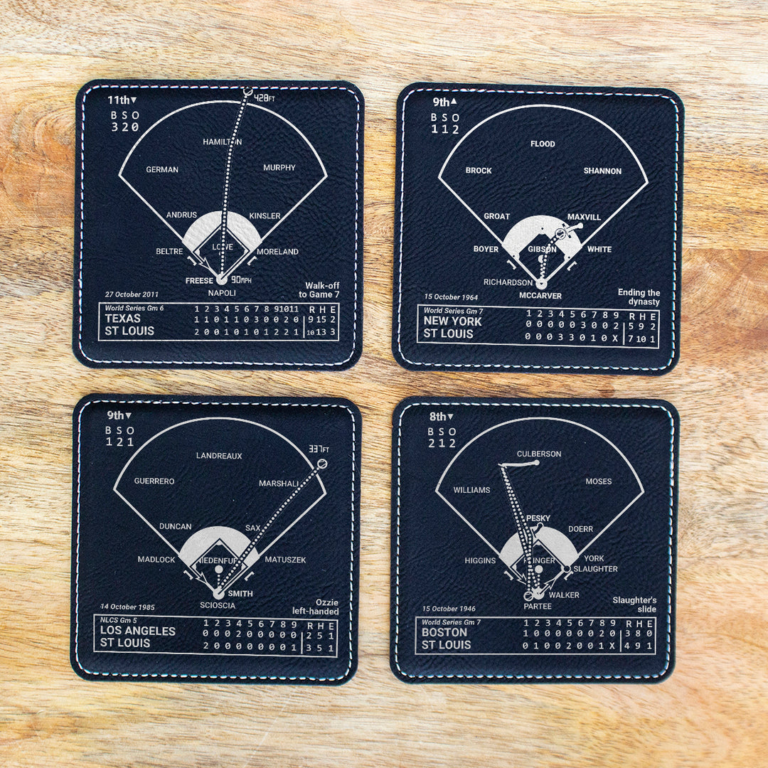 St. Louis Cardinals Greatest Plays: Leatherette Coasters (Set of 4)
