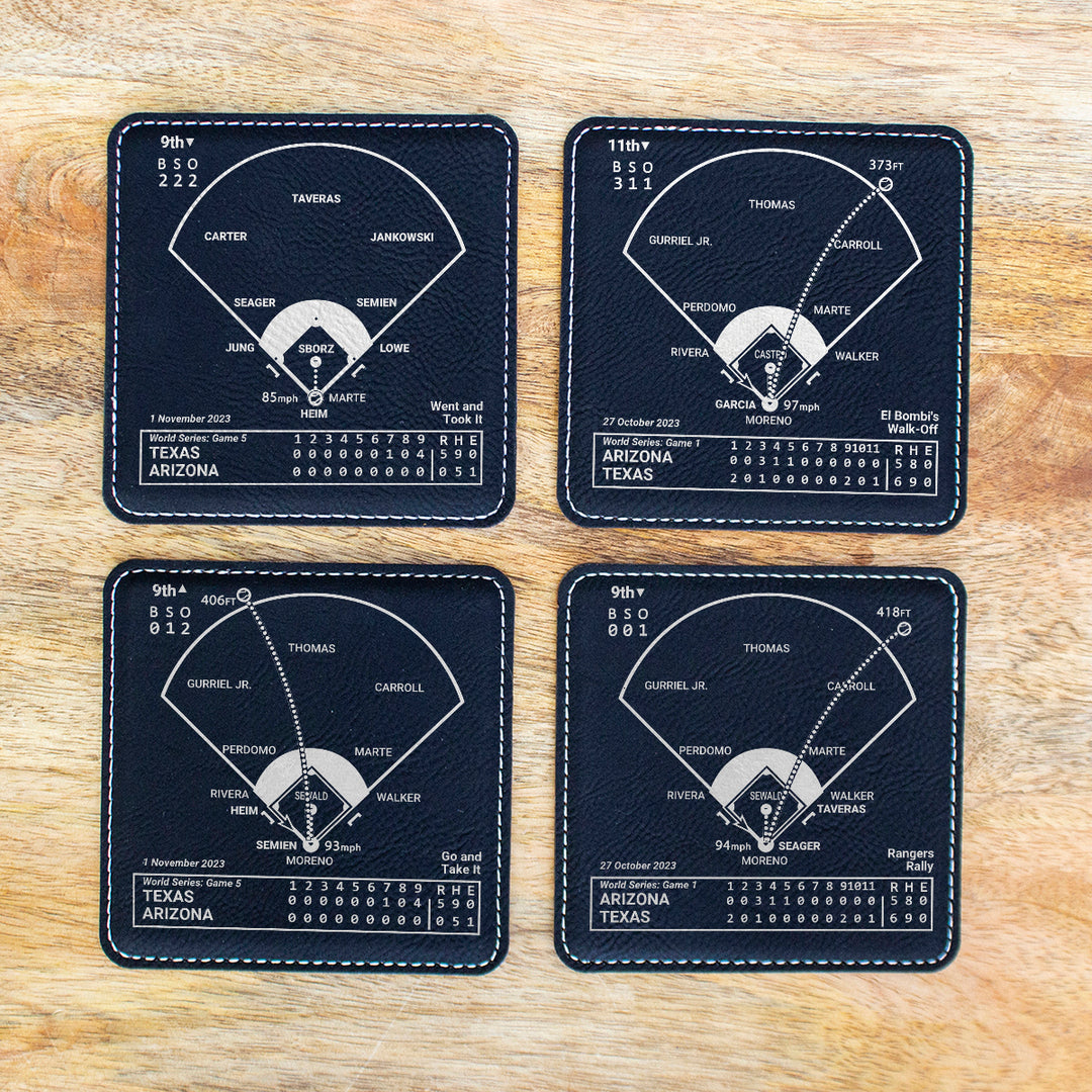 <b>2023 Champions</b> Rangers Plays: Leatherette Coasters (Set of 4)