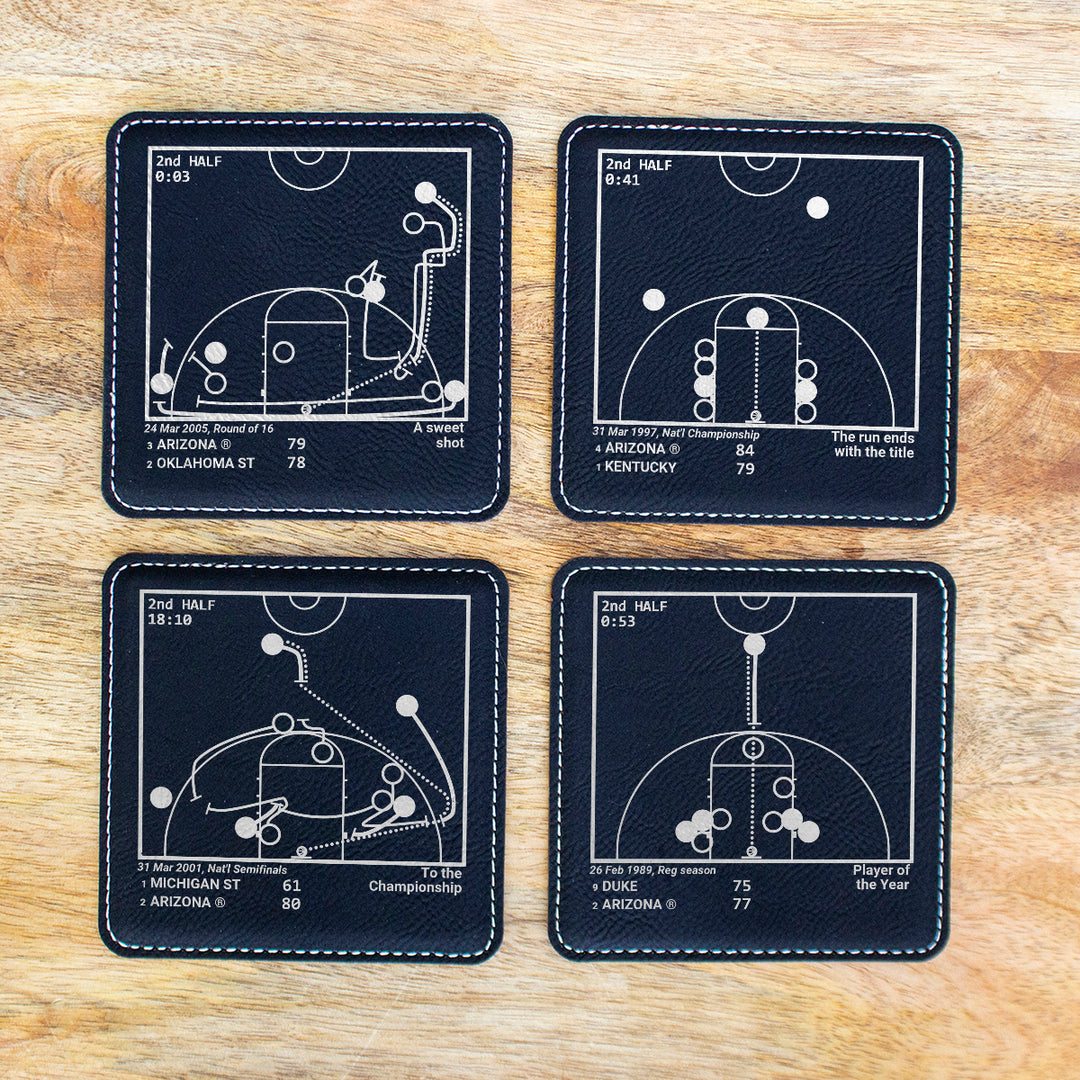 Arizona Basketball Greatest Plays: Leatherette Coasters (Set of 4)