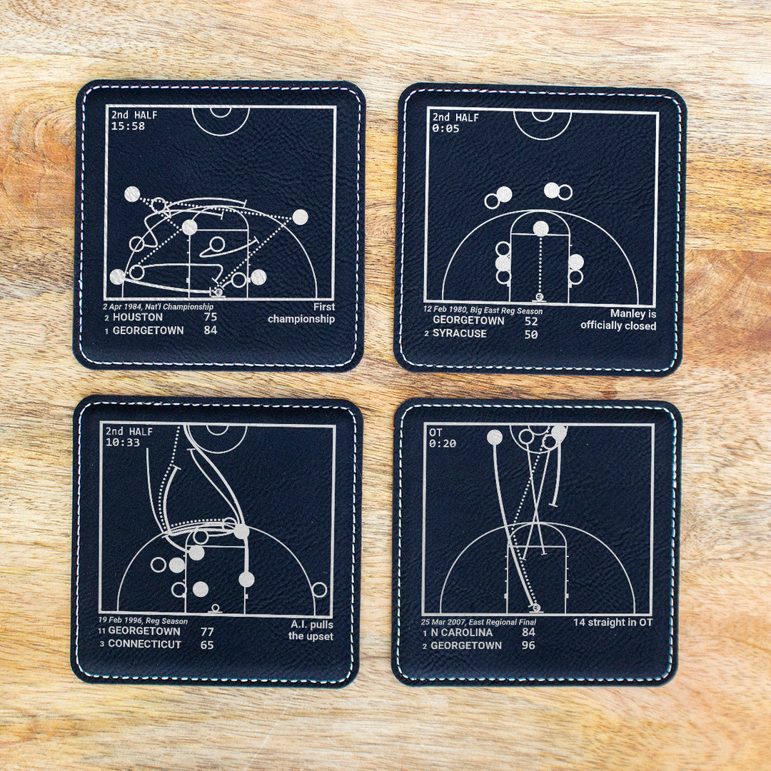 Greatest Georgetown Basketball Plays: Leatherette Coasters (Set of 4)