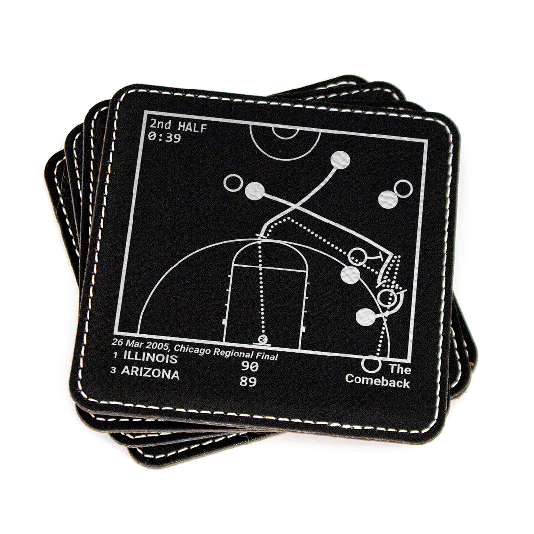 Illinois Basketball Greatest Plays: Leatherette Coasters (Set of 4)