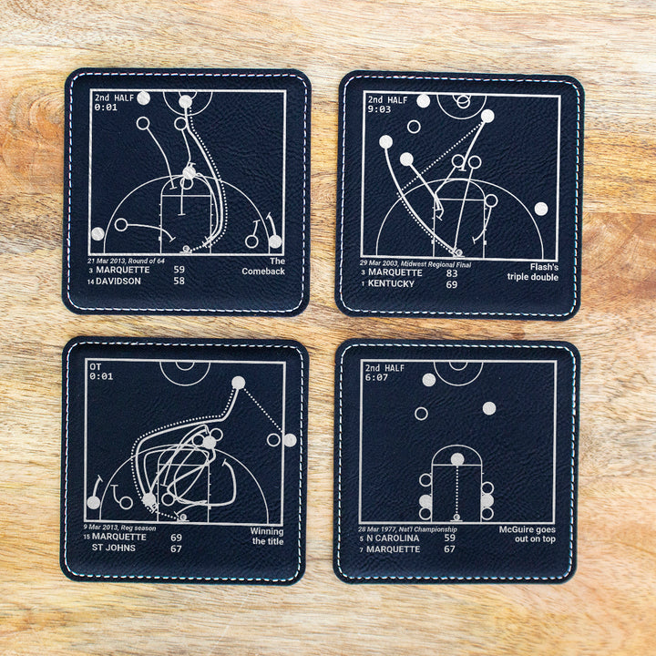 Marquette Basketball Greatest Plays: Leatherette Coasters (Set of 4)