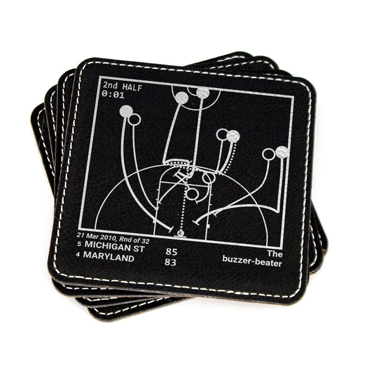 Michigan State Basketball Greatest Plays: Leatherette Coasters (Set of 4)