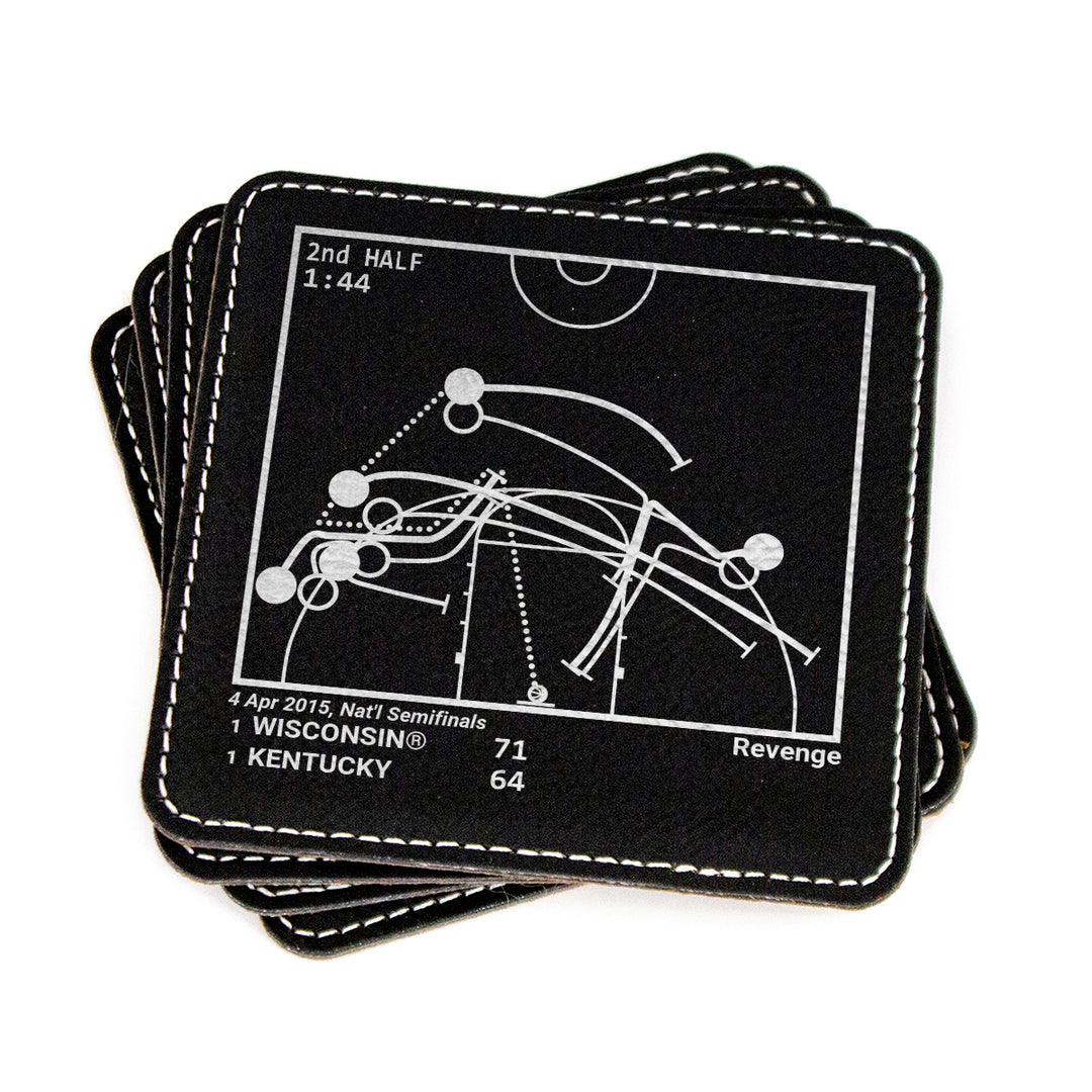 Wisconsin Basketball Greatest Plays: Leatherette Coasters (Set of 4)